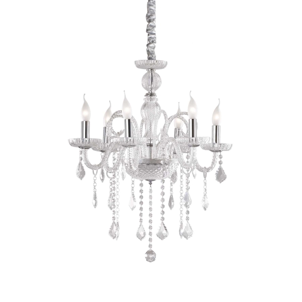Pakabinamas šviestuvas GIUDECCA SP6 TRASPARENTE, 027821, Lima Design, Ideal Lux, Pakabinamas šviestuvas GIUDECCA SP6 TRASPARENTE, 027821