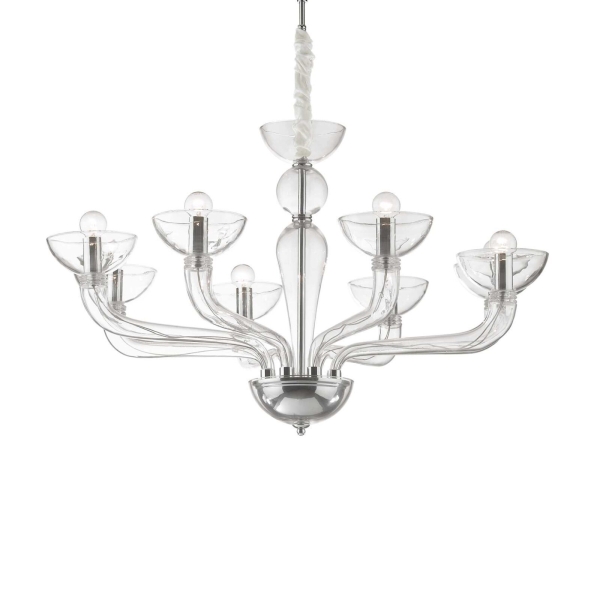Pakabinamas šviestuvas CASANOVA SP8 TRASPARENTE, 044255, Lima Design, Ideal Lux, Pakabinamas šviestuvas CASANOVA SP8 TRASPARENTE, 044255