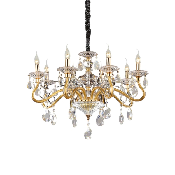 Pakabinamas šviestuvas NEGRESCO SP8 ORO, 087764, Lima Design, Ideal Lux, Pakabinamas šviestuvas NEGRESCO SP8 ORO, 087764
