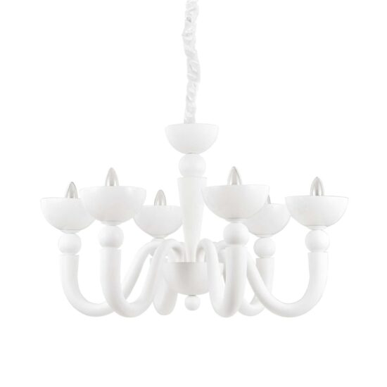 Pakabinamas šviestuvas BON BON SP6 BIANCO, 093994, Lima Design, Ideal Lux, Pakabinamas šviestuvas BON BON SP6 BIANCO, 093994