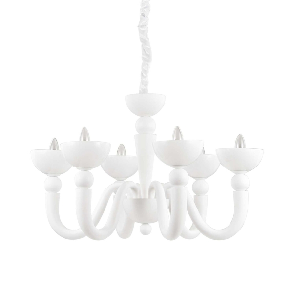 Pakabinamas šviestuvas BON BON SP6 BIANCO, 093994, Lima Design, Ideal Lux, Pakabinamas šviestuvas BON BON SP6 BIANCO, 093994