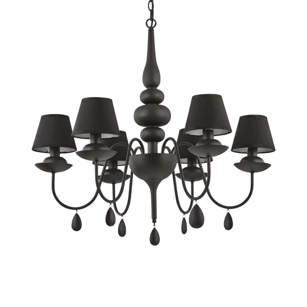 Pakabinamas šviestuvas BLANCHE SP6 NERO, 111872, Lima Design, Ideal Lux, Pakabinamas šviestuvas BLANCHE SP6 NERO, 111872