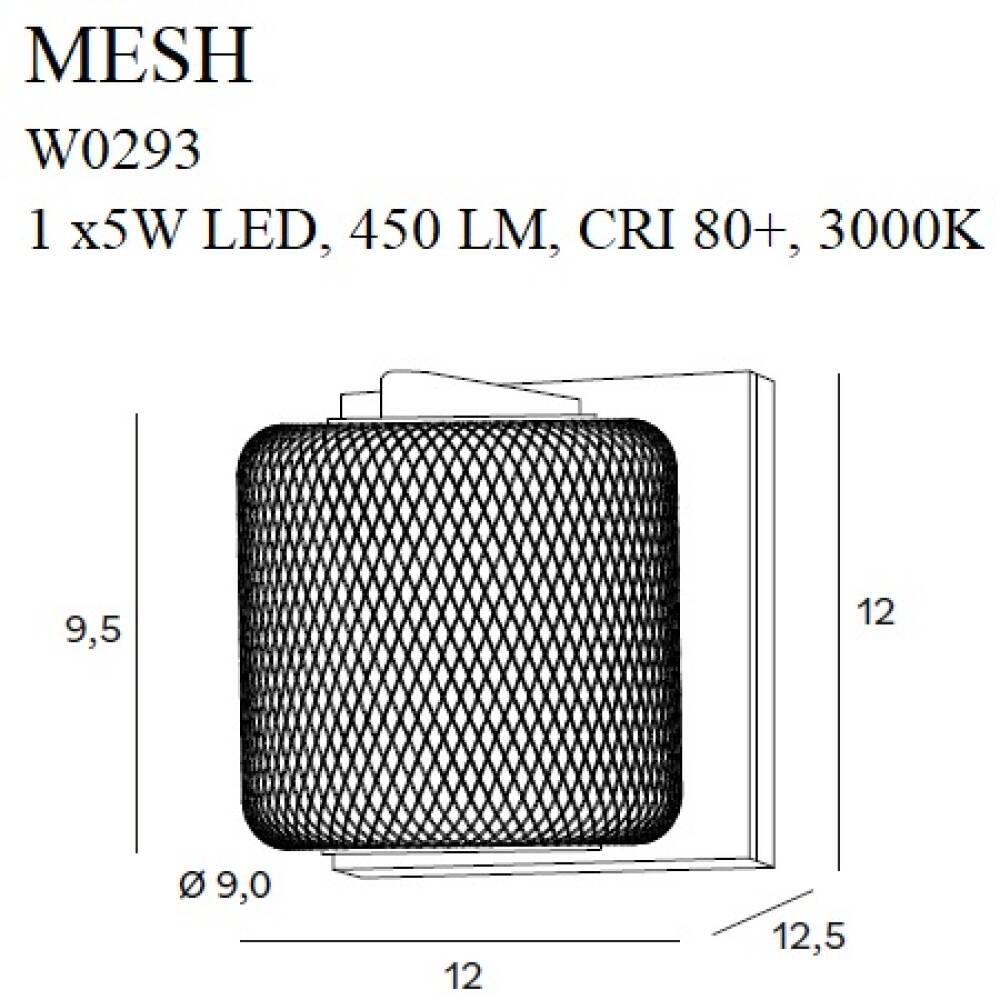 Sieninis šviestuvas
MESH W0293, Lima Design, MaxLight, Sieninis šviestuvas MESH W0293