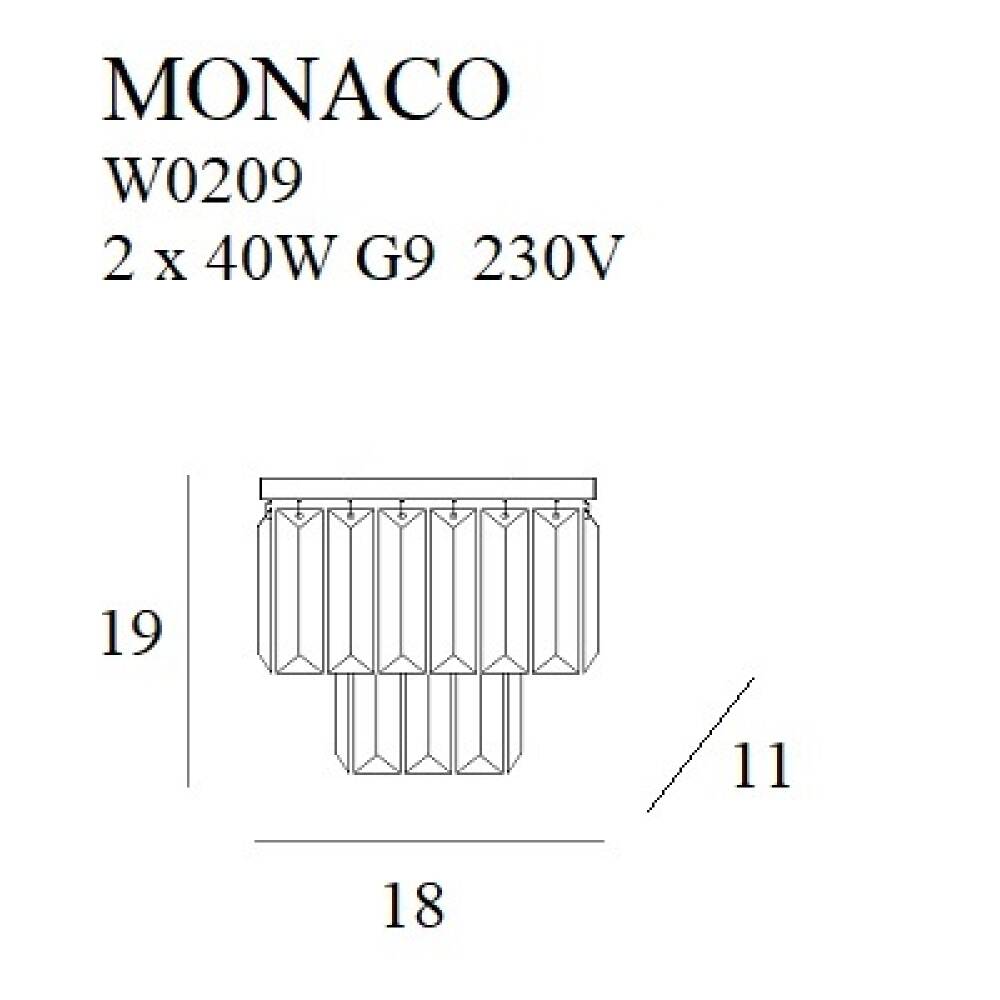 Sieninis šviestuvas
 MONACO W0209, Lima Design, MaxLight, Sieninis šviestuvas MONACO W0209