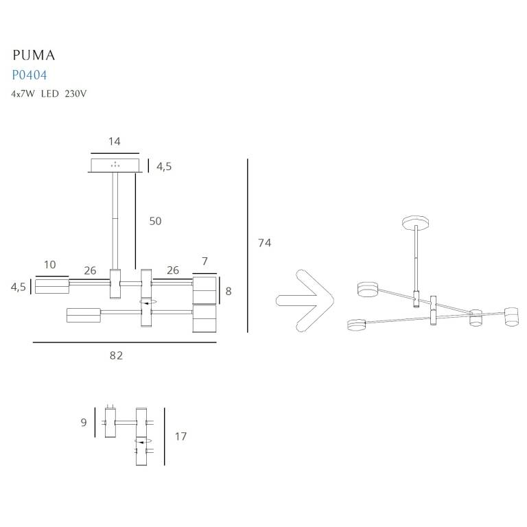 Pakabinamas šviestuvas
PUMA P0404, Lima Design, MaxLight, Pakabinamas šviestuvas PUMA P0404
