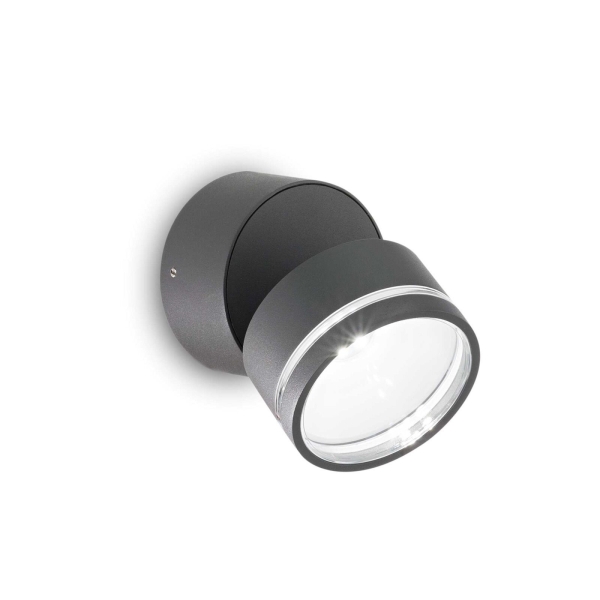 Sieninis šviestuvas OMEGA AP ROUND ANTRACITE 3000K, 285450, Lima Design, Ideal Lux, Sieninis šviestuvas OMEGA AP ROUND ANTRACITE 3000K, 285450