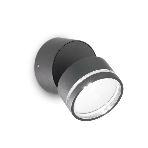 Sieninis šviestuvas OMEGA AP ROUND ANTRACITE 4000K, 285467, Lima Design, Ideal Lux, Sieninis šviestuvas OMEGA AP ROUND ANTRACITE 4000K, 285467