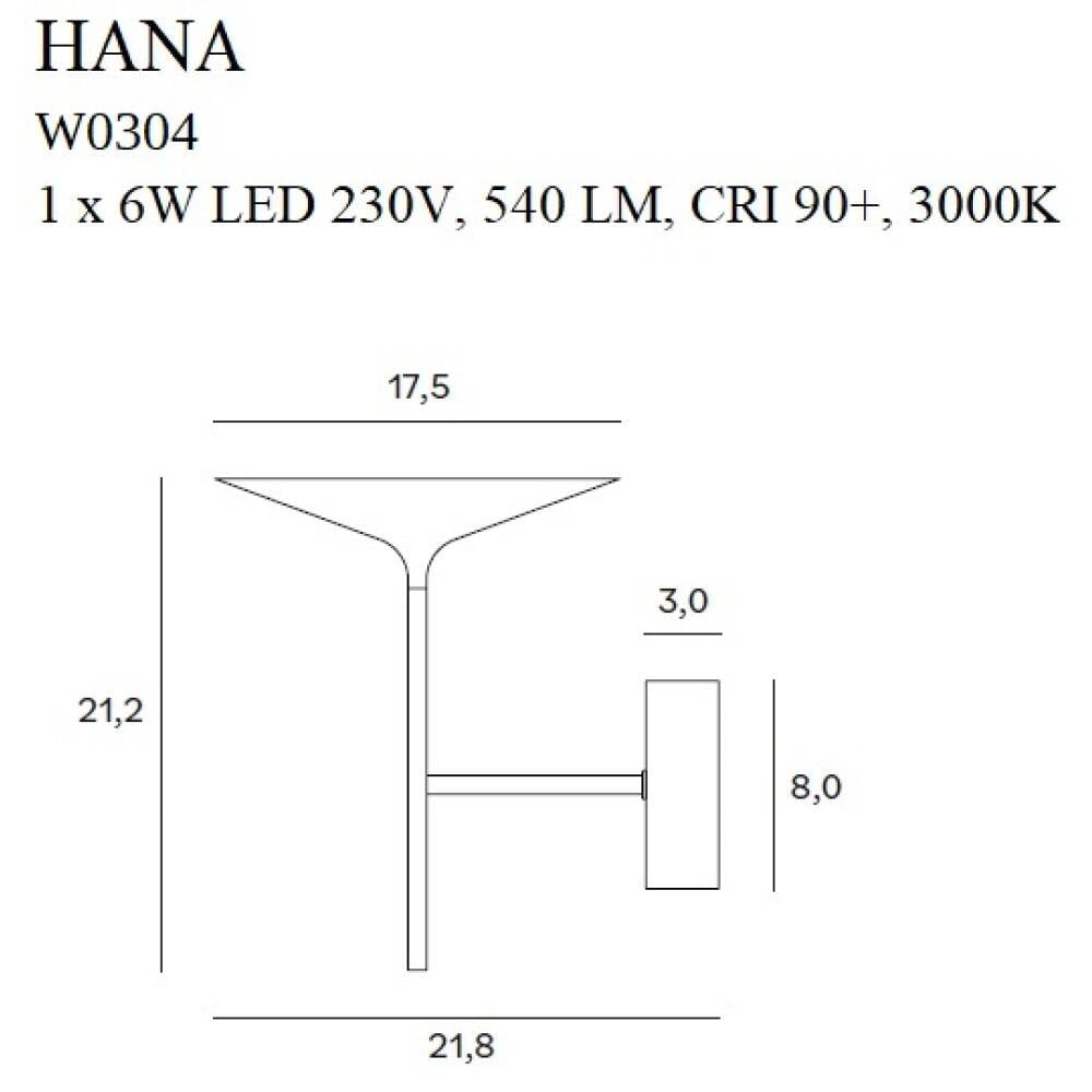 Sieninis šviestuvas
 HANA W0304, Lima Design, Sieniniai šviestuvai, Sieninis šviestuvas HANA W0304