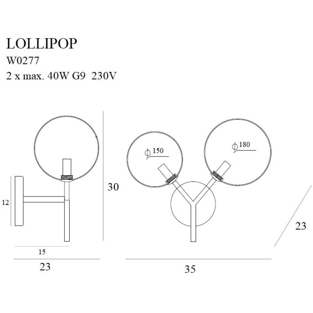 Sieninis šviestuvas
 LOLLIPOP W0277, Lima Design, Sieniniai šviestuvai, Sieninis šviestuvas LOLLIPOP W0277