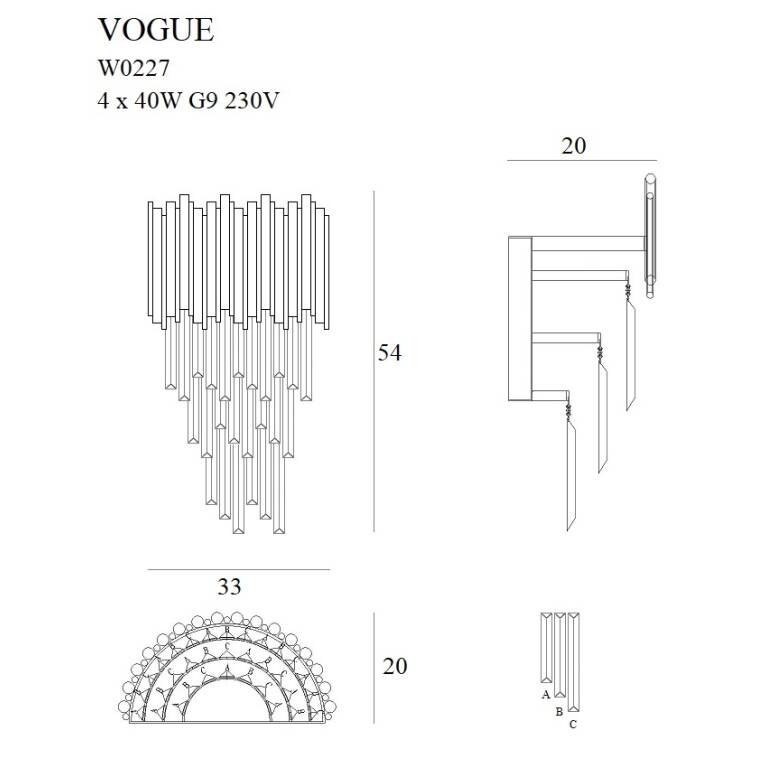 Sieninis šviestuvas
 VOGUE W0227, Lima Design, MaxLight, Sieninis šviestuvas VOGUE W0227