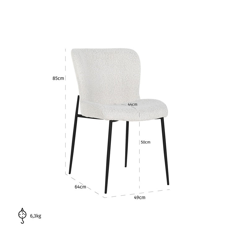 Valgomojo kėdė DARBY WHITE BOUCLE 3 Valgomojo kėdė DARBY WHITE BOUCLE, Lima Design, Valgomojo baldai, Valgomojo kėdė DARBY WHITE BOUCLE