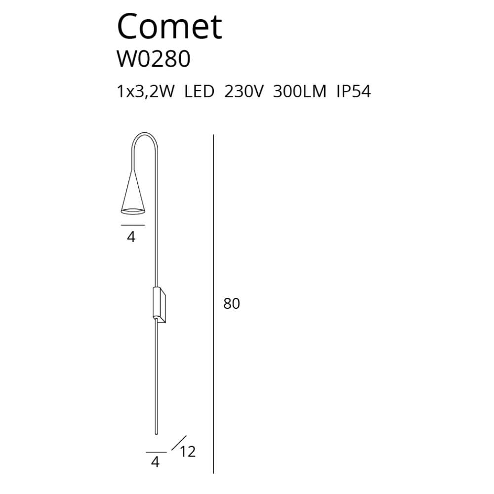 Sieninis šviestuvas
 COMET W0280, Lima Design, MaxLight, Sieninis šviestuvas COMET W0280