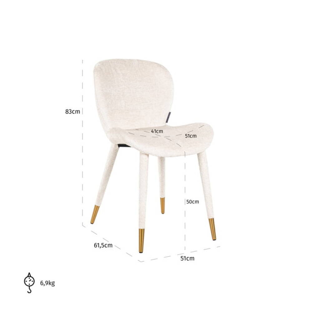 Valgomojo kėdė Sara WHITE CHENILLE, Lima Design, Valgomojo baldai, Valgomojo kėdė Sara WHITE CHENILLE