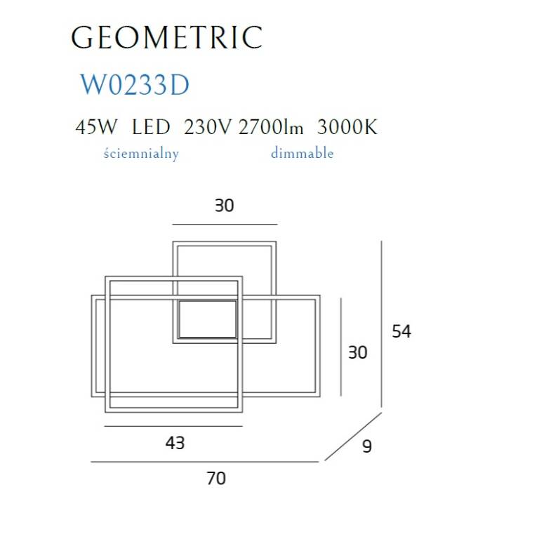 Sieninis šviestuvas
GEOMETRIC W0233D, Lima Design, Sieniniai šviestuvai, Sieninis šviestuvas GEOMETRIC W0233D