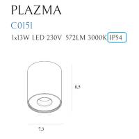 Lubinis šviestuvas
 PLAZMA C0151, Lima Design, Lubiniai šviestuvai, Lubinis šviestuvas PLAZMA C0151