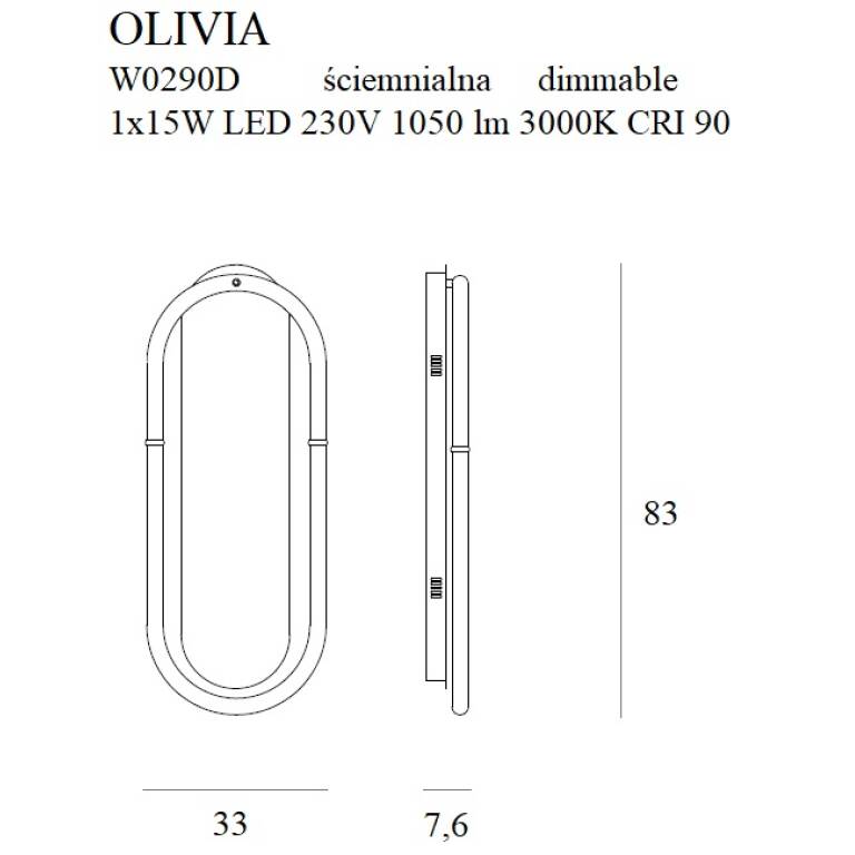 Sieninis šviestuvas
 OLIVIA W0290D, Lima Design, MaxLight, Sieninis šviestuvas OLIVIA W0290D