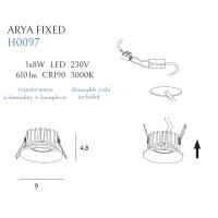 Taškinis šviestuvas
 ARYA FIXED H0097, Lima Design, MaxLight, Taškinis šviestuvas ARYA FIXED H0097