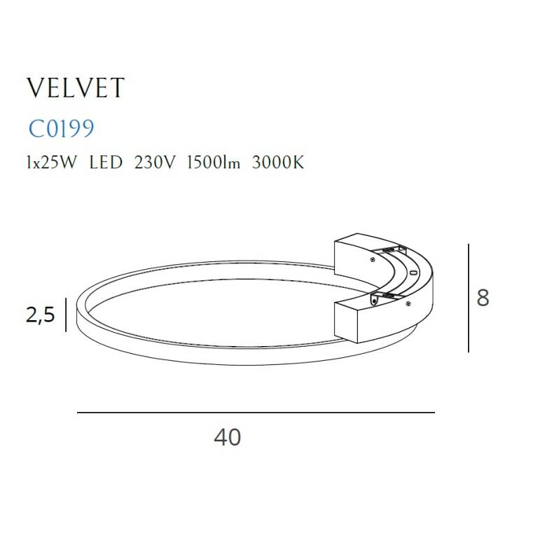 Lubinis šviestuvas
 VELVET C0199, Lima Design, Lubiniai šviestuvai, Lubinis šviestuvas VELVET C0199