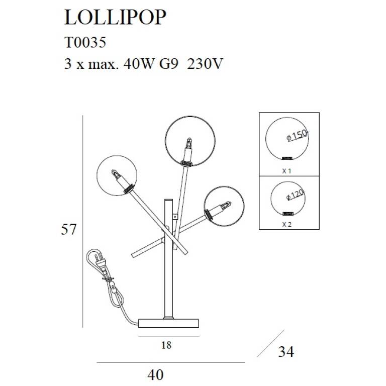 Stalinis šviestuvas LOLLIPOP T0035, Lima Design, Staliniai šviestuvai, Stalinis šviestuvas LOLLIPOP T0035
