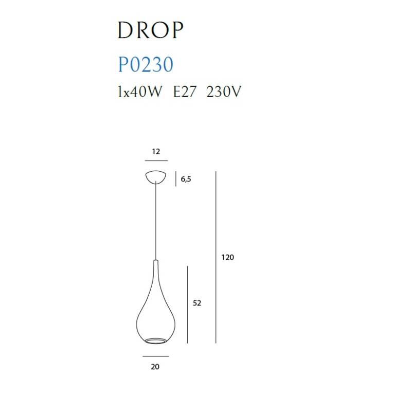 Pakabinamas šviestuvas
DROP P0230, Lima Design, Pakabinami šviestuvai, Pakabinamas šviestuvas DROP P0230