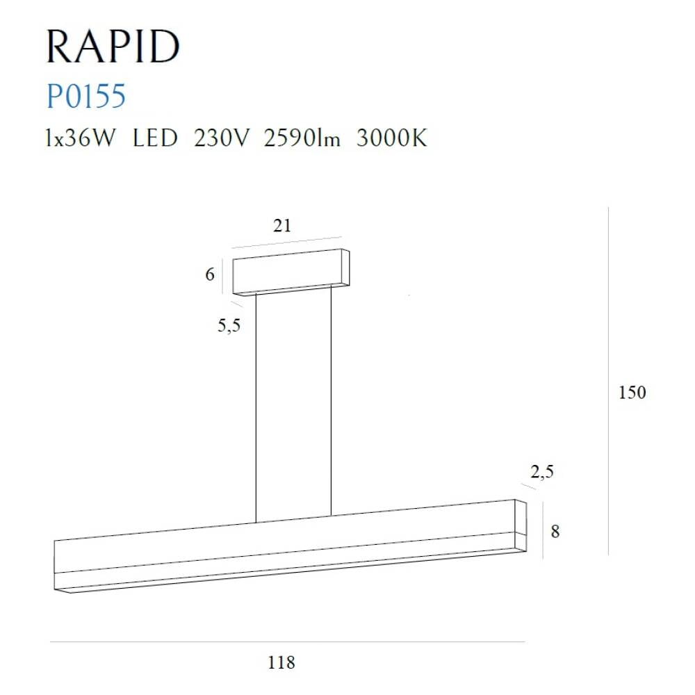 Pakabinamas šviestuvas
 RAPID P0155, Lima Design, MaxLight, Pakabinamas šviestuvas RAPID P0155