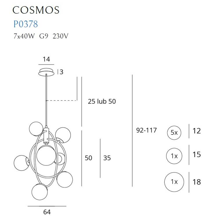 Pakabinamas šviestuvas
COSMOS P0378, Lima Design, Pakabinami šviestuvai, Pakabinamas šviestuvas COSMOS P0378