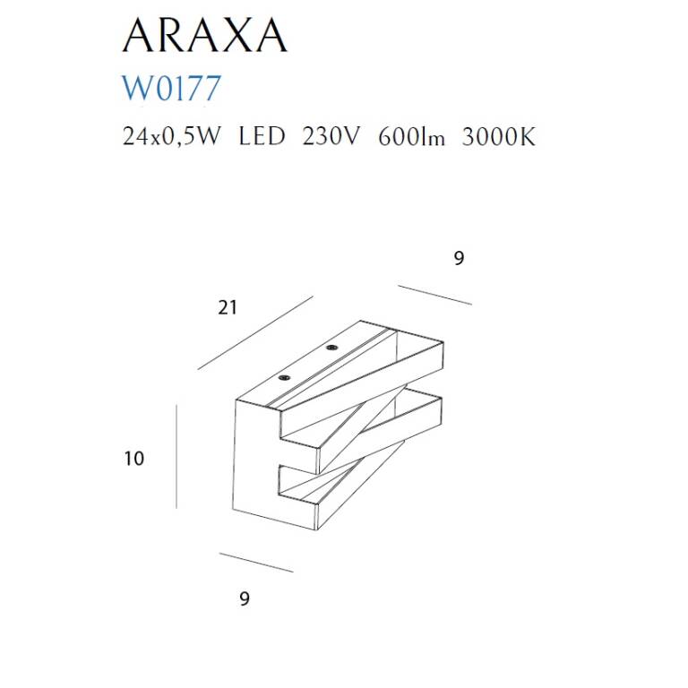 Sieninis šviestuvas
ARAXA W0177, Lima Design, MaxLight, Sieninis šviestuvas ARAXA W0177