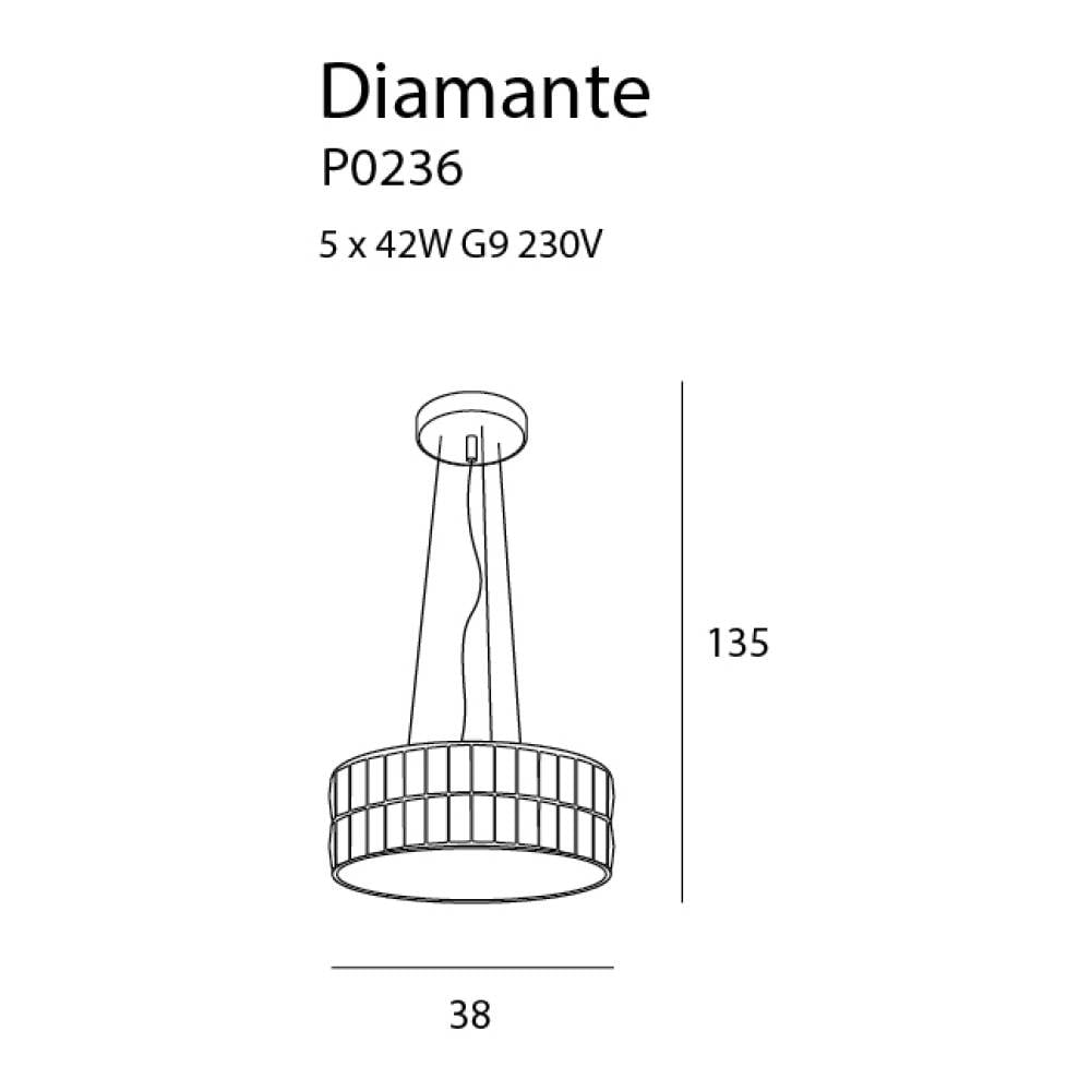 Pakabinamas šviestuvas
 DIAMANTE P0236, Lima Design, Pakabinami šviestuvai, Pakabinamas šviestuvas DIAMANTE P0236