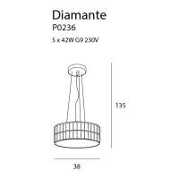 Pakabinamas šviestuvas
 DIAMANTE P0236, Lima Design, Pakabinami šviestuvai, Pakabinamas šviestuvas DIAMANTE P0236