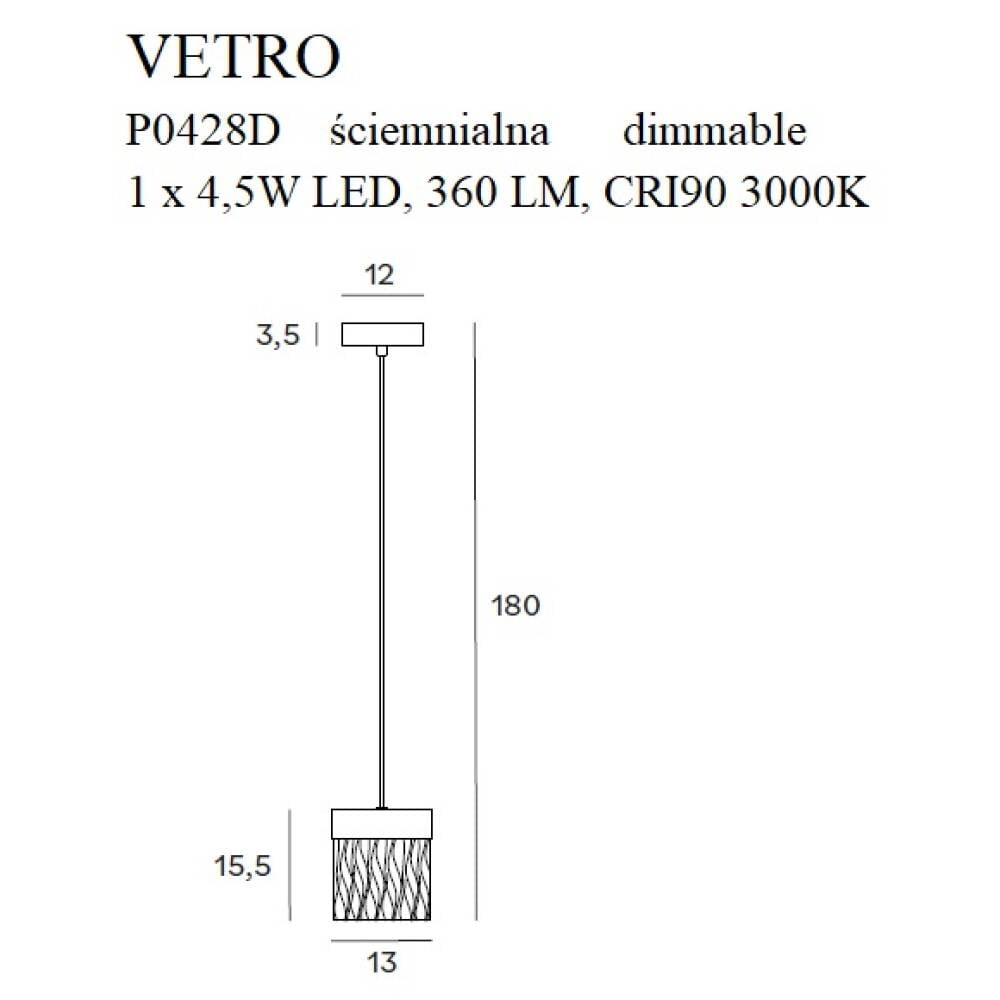 Pakabinamas šviestuvas
 VETRO P0428D, Lima Design, MaxLight, Pakabinamas šviestuvas VETRO P0428D