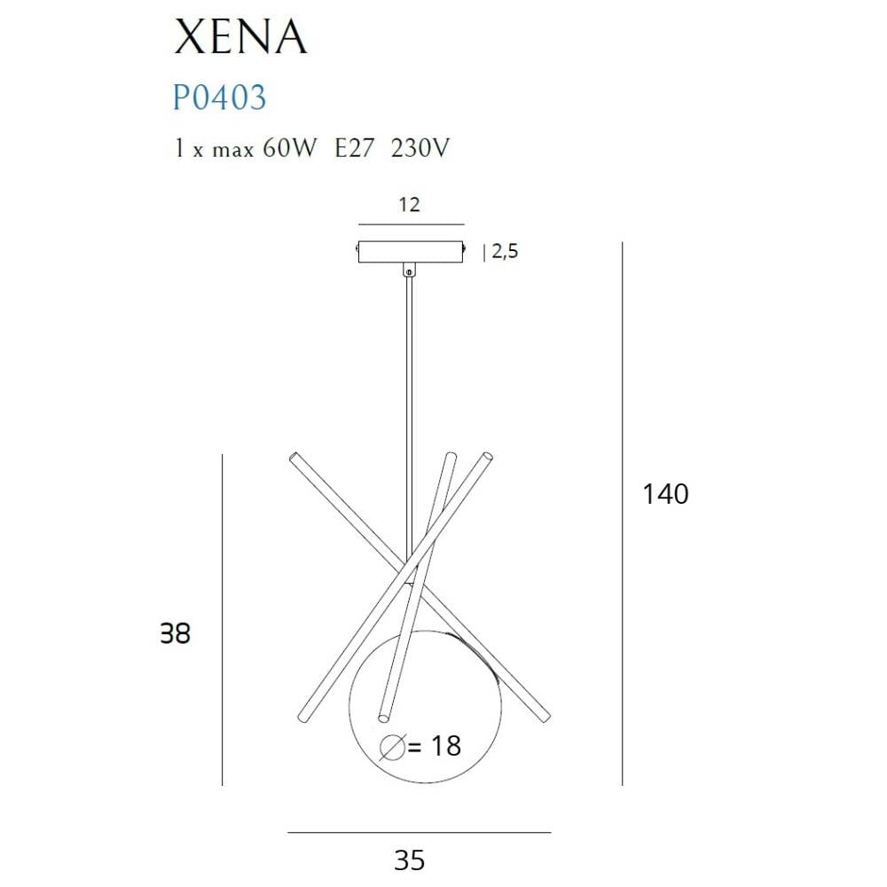 Pakabinamas šviestuvas
XENA P0403, Lima Design, MaxLight, Pakabinamas šviestuvas XENA P0403