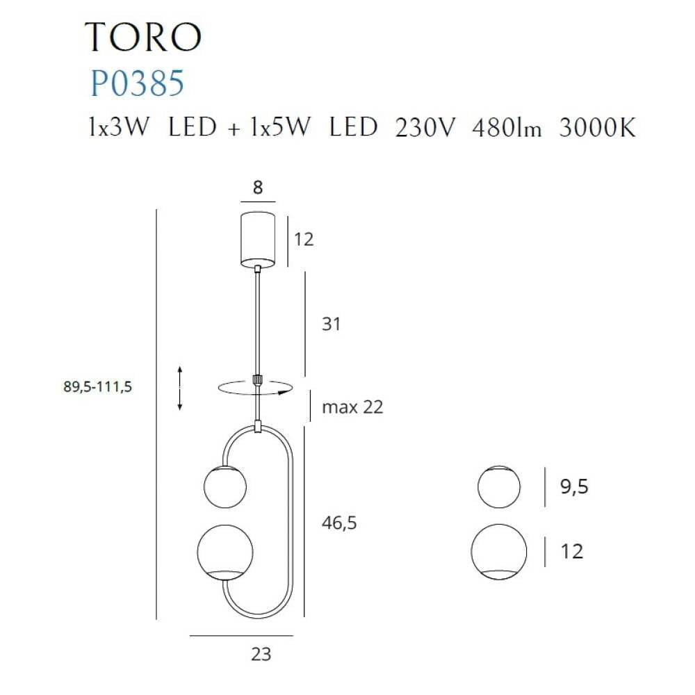 Pakabinamas šviestuvas
 TORO P0385, Lima Design, MaxLight, Pakabinamas šviestuvas TORO P0385