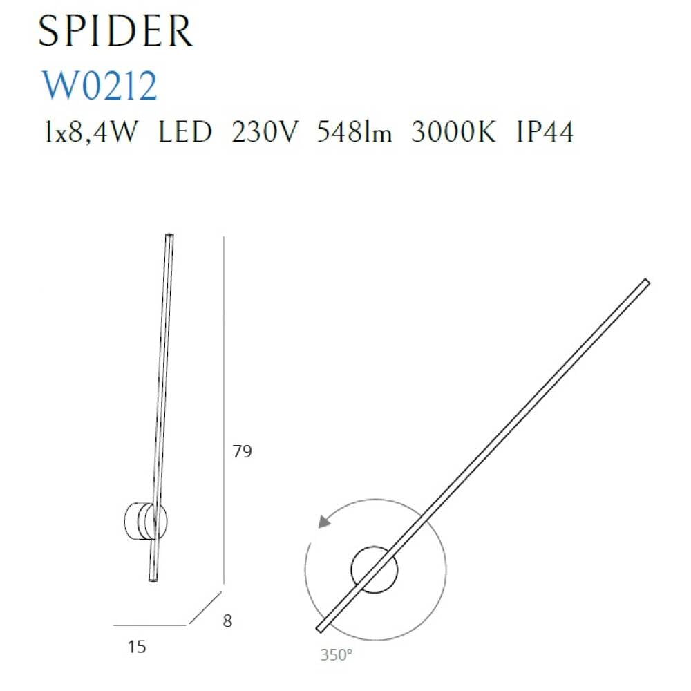 Sieninis šviestuvas
 SPIDER W0212, Lima Design, MaxLight, Sieninis šviestuvas SPIDER W0212