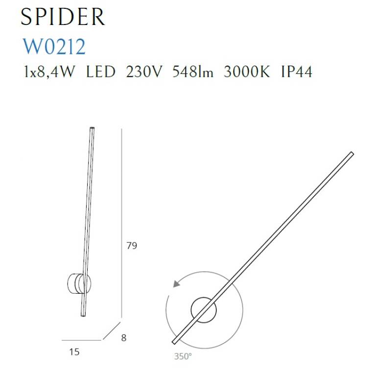 Sieninis šviestuvas
SPIDER W0212, Lima Design, MaxLight, Sieninis šviestuvas SPIDER W0212