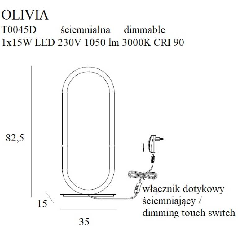 Stalinis šviestuvas
OLIVIA T0045D, Lima Design, MaxLight, Stalinis šviestuvas OLIVIA T0045D