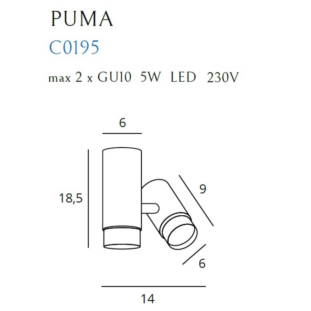 Lubinis šviestuvas
 PUMA C0195, Lima Design, Lubiniai šviestuvai, Lubinis šviestuvas PUMA C0195