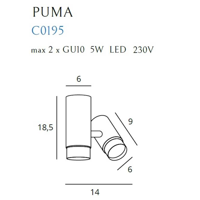 Lubinis šviestuvas
PUMA C0195, Lima Design, Lubiniai šviestuvai, Lubinis šviestuvas PUMA C0195