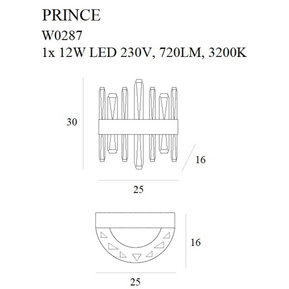 Sieninis šviestuvas
 PRINCE W0287, Lima Design, MaxLight, Sieninis šviestuvas PRINCE W0287