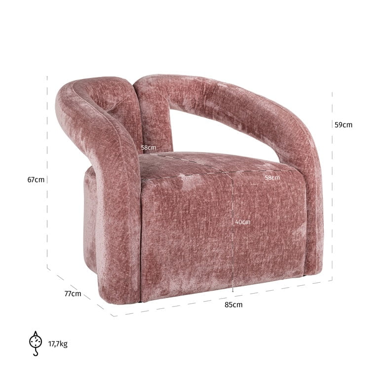 Fotelis Dana rose chenille 6 Fotelis Dana rose chenille, Lima Design, Foteliai, Fotelis Dana rose chenille
