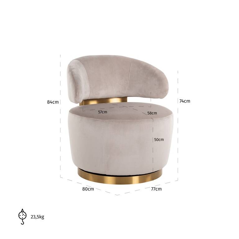 Pasukamas fotelis Maxime khaki velvet, Lima Design, Foteliai, Pasukamas fotelis Maxime khaki velvet