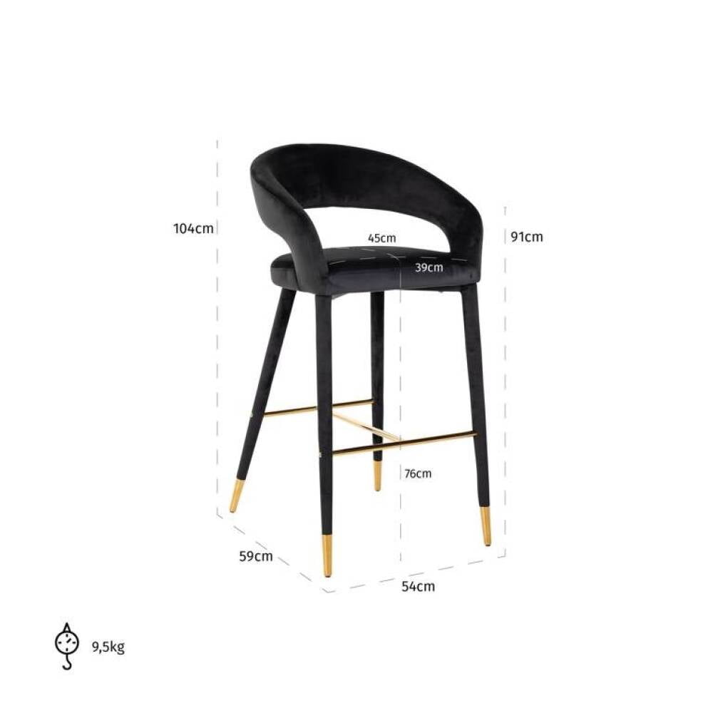 Baro kėdė GIA, antraciet velvet, Lima Design, Baro kėdės, Baro kėdė GIA, antraciet velvet