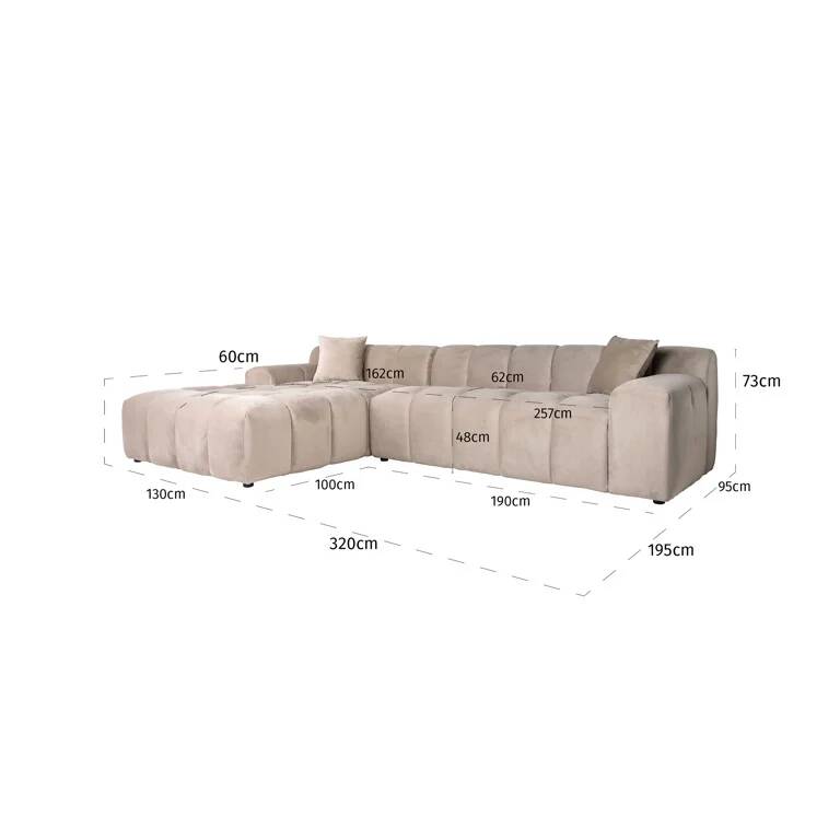 Sofa CUBE - šezlongas kairė, Lima Design, Svetainės baldai,