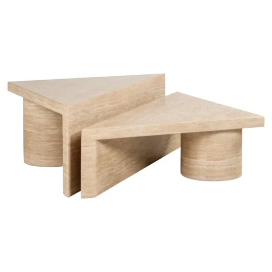 Kavos staliukas Fictus set of 2 faux travertine (Beige), Lima Design, Kavos staliukai,