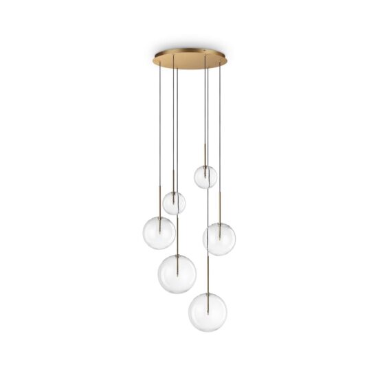 Pakabinamas šviestuvas Equinoxe SP6 žalvario spalvos, 317243, Lima Design, Ideal Lux,