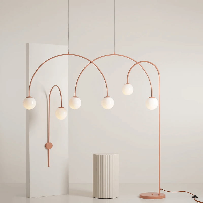 SIENINIS ŠVIESTUVAS UNA KORALINĖS SPALVOS, 1116C11 3 SIENINIS ŠVIESTUVAS UNA KORALINĖS SPALVOS, 1116C11, Lima Design, Aldex,