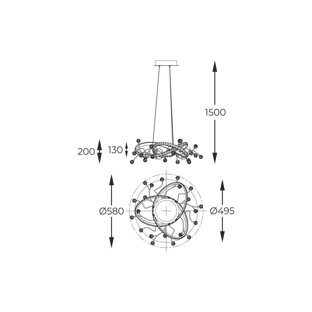 Pakabinamas šviestuvas MAIA MD3481-1S-3BCT, Lima Design, Pakabinami šviestuvai,