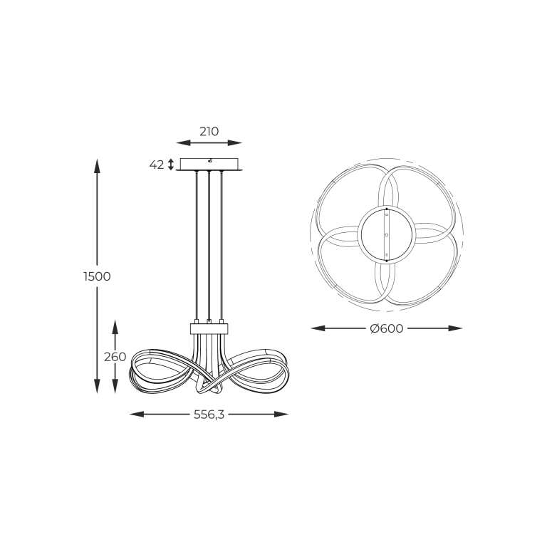 Pakabinamas šviestuvas ABRO MD5520-4-3BGBDT, Lima Design, Pakabinami šviestuvai,