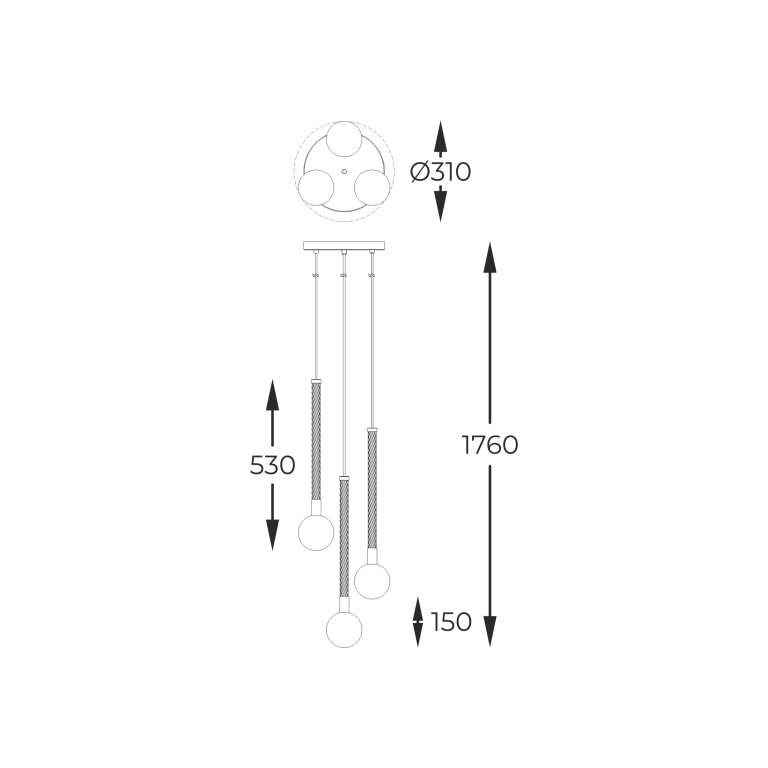 Pakabinamas šviestuvas MIDA P0583-03B-2GHF, Lima Design, Pakabinami šviestuvai,