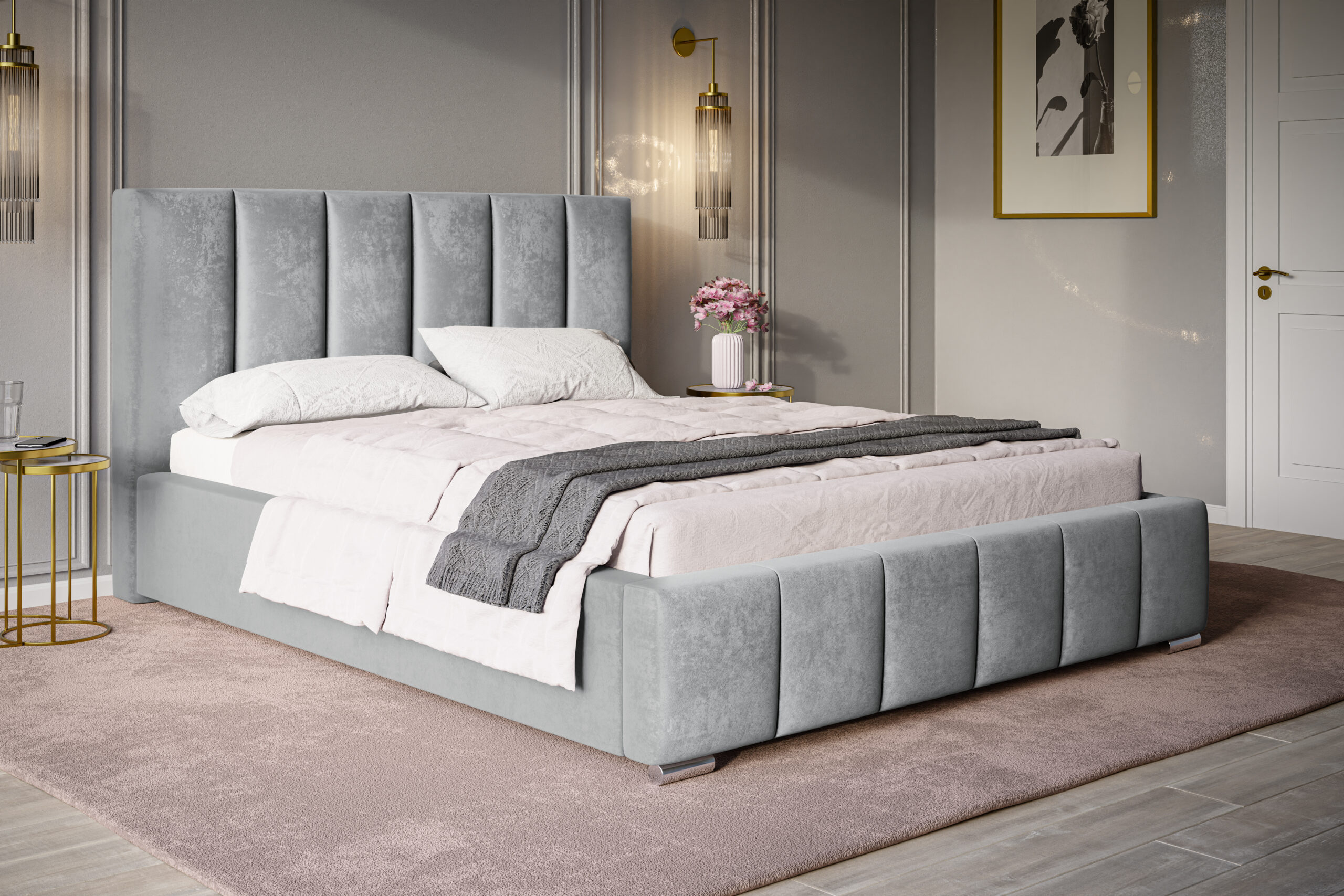 Miegamojo lova Berlin 1 Miegamojo lova Berlin, Lima Design, Minkštieji baldai, Individualiai gaminamas baldas, Miegamojo lova