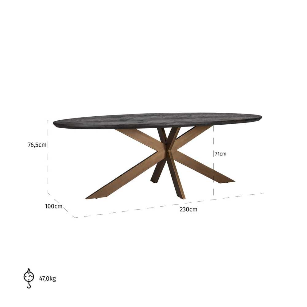 Valgomojo stalas Blackbone brass oval 230, Lima Design, Richmond interiors, Richmond interiors,